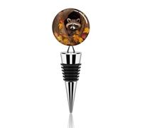 Bouchons de bouteille de vin en forme de raton laveur dans le trou d'arbre d'automne avec joint en silicone, bouchon décoratif pour bouteille de vin, bouchons de champagne, bouchons de vin