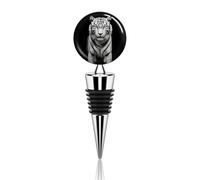 Bouchons de bouteille de vin en forme de tigre noir et blanc avec joint en silicone, bouchon décoratif pour bouteille de vin, bouchons de champagne, bouchons de vin réutilisables en alliage de zinc