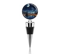 Bouchons de bouteille de vin en silicone souple avec lumière de lune et lumière de New York, bouchon réutilisable pour bouteille de champagne, bouchon de vin pour cuisine, bar, cadeau, fête de