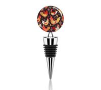 Bouchons de bouteille de vin réutilisables en alliage de zinc avec motif coq et poules pour vin rouge, champagne, etc