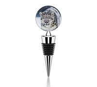 Bouchons de bouteille en silicone souple avec motif léopard des neiges aux yeux bleus, bouchons de bouteille de vin, bouchons réutilisables pour cuisine, bar, cadeaux, fêtes de vacances, mariage