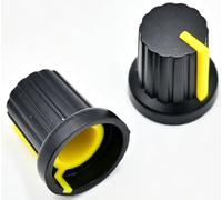 Bouchons de boutons de potentiomètre moletés filetés en plastique, trou d'arbre de 6mm de diamètre, 10 pièces(Yellow-10pcs)