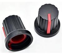 Bouchons de boutons de potentiomètre moletés filetés en plastique, trou d'arbre de 6mm de diamètre, 10 pièces(Red-10pcs)