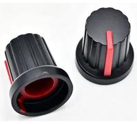 Bouchons de boutons de potentiomètre moletés filetés en plastique WH148, trou d'arbre de 6mm de diamètre, 10 pièces(Red-10pcs)