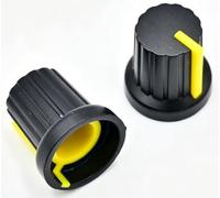 Bouchons de boutons de potentiomètre moletés filetés en plastique WH148, trou d'arbre de 6mm de diamètre, 10 pièces(Yellow-10pcs)