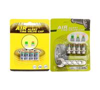 Bouchons De De La Pression des Pneus, Indicateur D'alerte Visuel Calibré, Ensemble De Valves Universelles en Quatre Pièces, Jauge d'air Précise Automobile, Accessoire De Sécurité De Condu