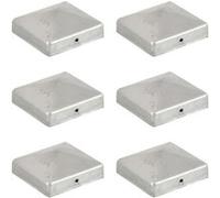 Bouchons de poteau de clôture - Métal galvanisé - 81x81 mm - 6 pcs - Résistant aux intempéries Gris G