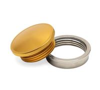 Bouchons de reservoir Bouchon de réservoir de gaz/huile en aluminium, adapté pour Harley Chopper Bobber, moto personnalisée avec réservoir de carburant à bonde en acier Bouchon d'essence(Gold)