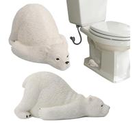 Bouchons de toilettes pour fond de toilettes, 2 pièces, 4, 1 x 2 pouces, capuchons décoratifs en forme d'ours polaire, joli couvercle à vis pour salle bain, blanc