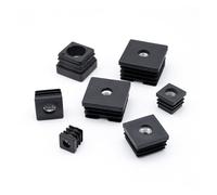 Bouchons de tuyaux carrés en plastique, avec trou d'écrou M6 M8 M10, couvercle tuyau noir, pieds meubles, bouchons d'extrémité cache, 4/8/12/20 pièces(20x20mm-M8,20pcs)