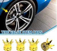 Bouchons De Valve De Pneu 12,8Mm Bouchon Valve Roue Abs De Style Couronne Dorée Pour Moto Camion Anti-Collision Valve Pneu De Vélo De Couverture De Tige De Valve De Pneu 4 Pièces
