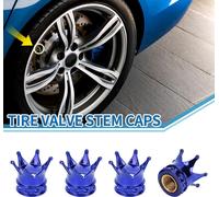 Bouchons De Valve De Pneu 12,8Mm Bouchon Valve Roue En Abs Style Couronne Bleue Pour Voiture Moto Camion Anti Crash Capuchon Valve Tige Capuchon Valve Poussière Pneu 4 Pièces