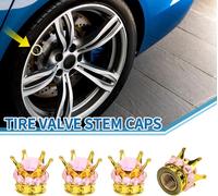 Bouchons De Valve De Pneu 12,8X15,8Mm Caps Valve Roue Abs Or Rose Faux Cristal Style Couronne Pour Voiture Vélo Moto Camion Anti Crash Capuchon Valve Tige 4 Pièces