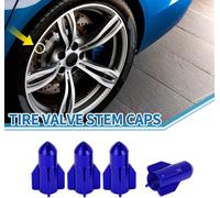 Bouchons De Valve De Pneu 16X27Mm Bouchon Valve Roue Voiture Alliage Aluminium Bleu Pour Voiture Moto Camion Anti-Choc Couvercle Valve Tige Valve Pneu Capuchon Valve Pneu 4 Pièces