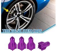 Bouchons De Valve De Pneu 16X27Mm Bouchon Valve Roue Voiture Alliage Aluminium Violet Pour Voiture Moto Camion Anti-Collision Couvercle De Valve De Tige De Valve De Pneu 4 Pièces