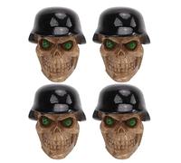 Bouchons de Valve de Pneu, 4 Pièces/Ensemble Casque Tête de Mort Type Bouchons de Valve de Pneu avec Anneau en Caoutchouc Universel pour Voitures Vélos SUV Camions Vélo Moto(Le Noir)