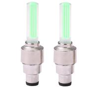 Bouchons De Valve De Pneu De Roue De Bicyclette, 2 Pièces, Plastique Brillant + Bâton En Métal, Lampe Néon Led Verte Pour Vélo De Montagne