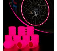 Lot de 10 bouchons de valve de pneu fluorescents pour voiture, camion, SUV, motos, vélos (lot de 10, rose)