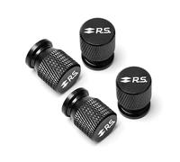 Bouchons de Valve de Pneu pour Renault RS Clio Scenic Logan Megane Koleos Sandero Safrane Capuchons de Valve de Pneu de Roue de Voiture Couverture de Tige de Pneu Airdust Étanche 4 Pièces(Black)