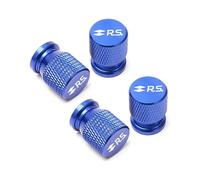 Bouchons de Valve de Pneu pour Renault RS Clio Scenic Logan Megane Koleos Sandero Safrane Capuchons de Valve de Pneu de Roue de Voiture Couverture de Tige de Pneu Airdust Étanche 4 Pièces(Blue)