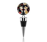 Bouchons de vin décoratifs en alliage de zinc, motif couple de chats. Réutilisables et étanches. Idée cadeau pour bar, fêtes et mariages.