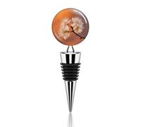 Bouchons de vin décoratifs en alliage de zinc, motif fleurs sous lumière orange, réutilisables et étanches. Idée cadeau pour bar, fêtes et mariages.