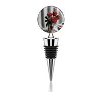 Bouchons de vin en acier inoxydable avec motif léopard et roses rouges - Bouchon de bouteille de vin avec joint hermétique - Réutilisable - Garde la fraîcheur - Anti-fuite - Pour bar, mariage, cuisine