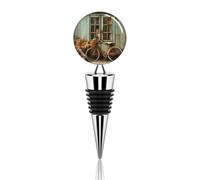 Bouchons de vin sous vide anti-fuite - Fenêtre vintage avec réservoir de vin en forme de vélo - Réutilisable - Pour garder le vin frais