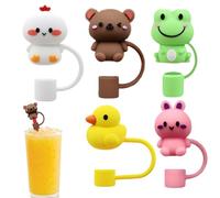 Bouchons décoratifs pour pailles - Bouchons décoratifs 3D avec motif animal pour bouteilles d'eau pour et adultes - Couvertures anti-déversement réutilisables