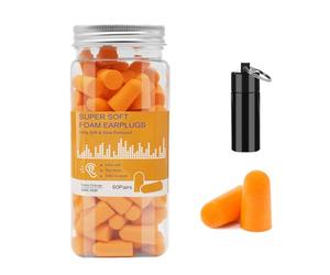 Bouchons D'Oreille, Boule Quies En Mousse Souple Avec éTui De Transport En Aluminium, 60 Paires SNR 38 db Ear Plugs, Protection Auditive Pour Sommei, RéDuction Du Bruit, Voyage, éTudes