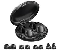 Bouchons d'oreille pour dormir et réduire le bruit, ultra-doux et confortables, avec étui de rangement pour sommeil profond, voyage, concert, études, travail - Tailles SM/S/M/L - Noir