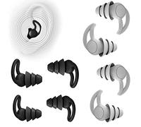 Bouchons d'oreille pour Dormir, SAMSYOKI 4 Paires Bouchons d'Oreilles Réutilisables En Silicone Bouchon d'Oreille Anti-Bruit Boules Quies Pour Dormir Ronfler Voyager Travailler Noir+Gris