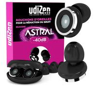 Bouchons d'Oreilles Antibruit pour Dormir Voyager Étudier -40dB UdiZen Astral Réduction du Bruit - 1 Paire de Bouchons Ergonomiques Réutilisables Protection Auditive SNR 40dB Couleur Noire avec Étui