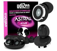 Bouchons d'Oreilles Antibruit pour Voyager Dormir Étudier -40dB UdiZen Astral - 1 Paire de Bouchons Ergonomiques Réutilisables Protection Auditive Réduction du Bruit SNR 40dB Couleur Noire avec Étui