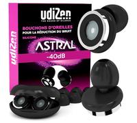 Bouchons d'oreilles Antibruit pour Voyager Dormir Étudier Protection Auditive -40dB UdiZen Astral - 1 Paire de Bouchons Réutilisables Ergonomiques Réduction du Bruit SNR 40dB Couleur Noire avec Étui