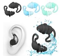 Bouchons d'oreilles de natation, 3 paires de bouchons d'oreilles de natation en silicone, adaptés aux enfants de plus de 10 ans, peuvent être utilisés pour le surf, la plongée (bleu/vert/noir)