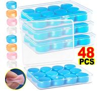 Bouchons d'oreilles en silicone souple, bouchons d'oreilles en cire, bouchons d'oreilles en gel réutilisables anti-bruit, écouteurs étanches pour dormir, voyager en avion, nager Blue(24Pcs Plugs)