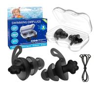 Bouchons d'Oreilles Piscine Enfant 3-4, Eargrace 2 Paires Bouchons Oreille Piscine Enfant Imperméables Confortables Réutilisables avec Cordon Connecteur en Silicone pour Nageurs, Douche, Bain, Piscine