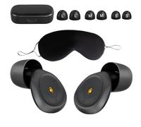 Bouchons d'oreilles pour dormir, réduction du bruit, 50 dB, en silicone souple, réutilisables, avec 6 bouchons d'oreille, masque pour les yeux endormis et sac de transport pour dormir, concert