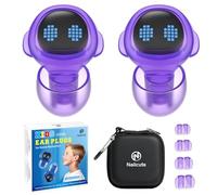 Bouchons d'oreilles pour enfants (6 à 12 ans) - Bouchons d'oreilles réutilisables pour se concentrer, voyager, concerts, socialité, sport, 8 bouchons d'oreille en XS/S/M/L,violet