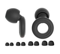Bouchons d'oreilles réutilisables en silicone 45 dB avec 8 embouts et sac de transport - Protection auditive en silicone souple - Pour dormir, étudier, travailler, voyager - Noir - Tailles XS/S/M/L