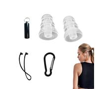 Bouchons d'oreilles réutilisables en silicone pour dormir et concerts - Bouchons d'oreilles de protection auditive avec suppression du bruit en 3 étapes, boîtier en aluminium et clip porte-clés,