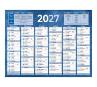 Bouchut Calendrier mural annuel (6 mois / face) - Bleu - 17,5 x 13,5 cm - 2027