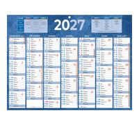 Bouchut Calendrier mural annuel (7 mois / face) - Bleu - 32 x 42 cm - 2027