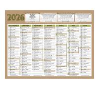 Bouchut Calendrier mural annuel Natura - 13,5 x 17,5 cm - 2026