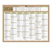 Bouchut Calendrier mural annuel Natura - 21 x 26,5 cm - 2026