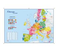 BOUCHUT Carte murale souple pelliculée effaçable "Europe & Monde" 98 x 138 cm