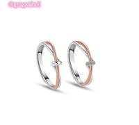 Boucle Argent sterling 925 Ouverture Anneau L'amour est intimement lié Micro zircon incrusté Bague de couple*1 chapeau gratuit