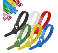 Boucle autobloquante, sangle avec boucle autobloquante | Attaches de câble en nylon réutilisables,Colliers de serrage réglables de 100 pièces Sangles de fixation Attaches de serrage avec fermeture