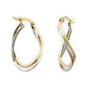 Boucle d& 39 oreille créole 22x15x3mm bicolore avec or blanc allié OR 9K
